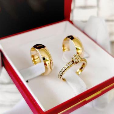 Imagem de Par de alianças Banhadas a Ouro 10k 6mm - believe jóias