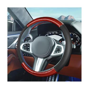 Imagem de FALVFUN Capa de volante de carro, protetor de volante de veículo totalmente surround de fibra de carbono de 38 cm com forro antiderrapante, acessórios internos automotivos confortáveis, ajuste