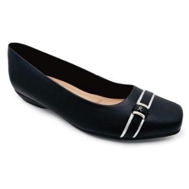 Imagem de Sapatilha Usaflex Couro Enfeite Cromado Conforto e Bem Estar-Feminino