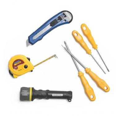 Imagem de Jogo De Ferramentas Tramontina Com Trena Lanterna Estilete E Chaves De Fenda 7 Peças