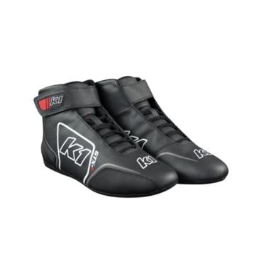 Imagem de Tênis de corrida K1 Race Gear K1 GTX-1 adulto couro macio e Nomex Auto Racing - SFI 3.3/5 - preto, cinza, tamanho 42