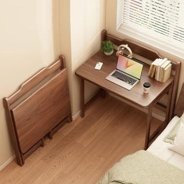 Imagem de Foldable Study Desk for Kids, Solid Wood Children Table Folding, Small Space Kids' Desk, Home Student Writing Desk, No Installation Need Walnut Color 120cm