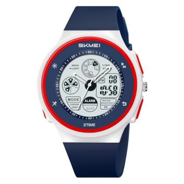 Imagem de Tomvorks 2346 Dual Time Cronômetro Alarme Diário Semana Display Relógio Digital Com EL Light 50M WR para Turnos Noturnos ou Atividades Ao Ar Livre (Azul escuro)