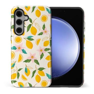 Imagem de TAMEFOX Compatível com Samsung Galaxy S25, capa protetora antiqueda e arranhões - estampa de flor rosa limão