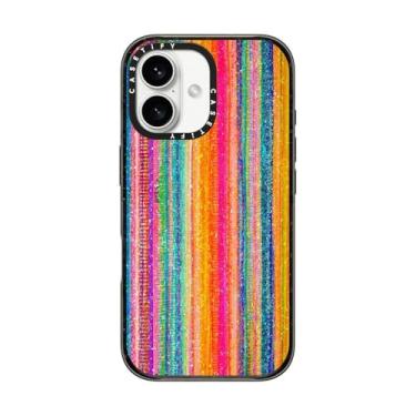 Imagem de CASETiFY Capa Impact para iPhone 16 [2,5 m 4X proteção contra quedas de grau militar/compatível com Magsafe] - Lineation No. 62 por Ingrid Ching - Preto transparente