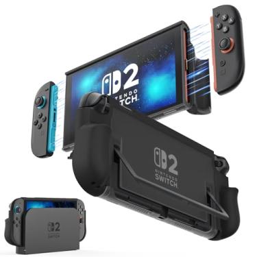 Imagem de MoKo Capa encaixável para Nintendo Switch 2, capa protetora de TPU com design JoyCon de liberação rápida, aderência ergonômica fina compatível com console Switch 2 e suporte, resistente a choques e