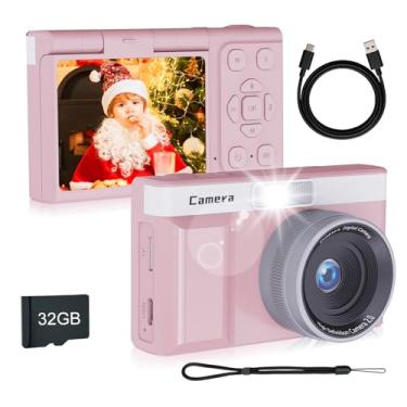 Imagem de Câmera digital para crianças, tela flip de 180°, câmeras de 48 MP para fotografia, aniversário perfeito para crianças, câmera digital com cartão de memória de 32 GB