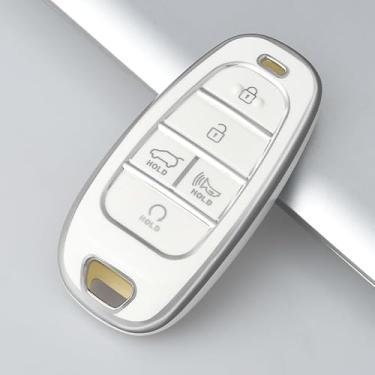 Imagem de Capa para chave de carro de TPU de 5/7 botões, compatível com Hyundai, compatível com capa para chave Santa Fe Tucson 2022 Nexo NX4 Atos Solaris Prime (acessório de reposição, não OEM)