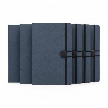 Imagem de Caderno de Anotações com Capa Dura, Tecido Poliéster, Fechamento em Metal, 80 Folhas Pautadas, 21,4x14,5x1,5cm (10, Azul)