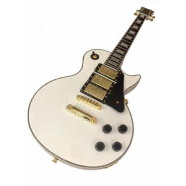 Imagem de Electric Guitar Triple Humbucker Pickups - Solid Mahogany Body & Gold Hardware Custom Style White (Right Handed)