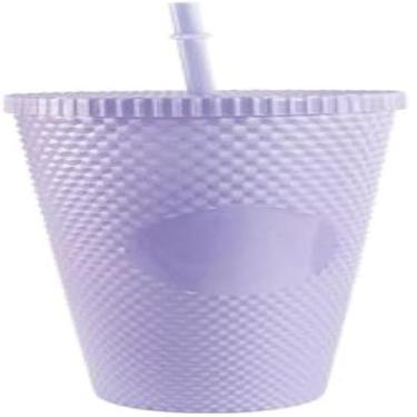 Imagem de Recipiente para bebidas com canudo roxo, grande, reutilizavel,1 Litro, estiloso.