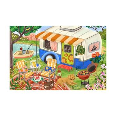Imagem de PieceRelax Quebra-cabeça de plástico para adultos 500 peças - Olivia Gibbs - Dia de acampamento de campervan - 45 x 30 cm, jogos de mesa mais satisfatórios, sem necessidade de cola [U1097]