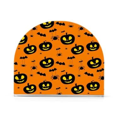 Imagem de JUZIHAI Suporte de guardanapo para mesa, abóboras buraco aranha Halloween acrílico em pé dispensador de guardanapo, suporte de papel de mesa independente para cozinha, jantar, bar, festa, decoração de