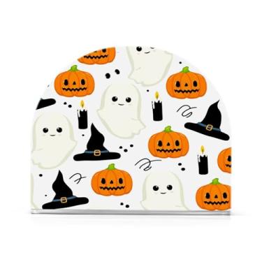 Imagem de JUZIHAI Abóboras de Halloween Porta-guardanapos para mesa Dispensador de guardanapo de acrílico para mesa Suporte de lenços independente para cozinha sala de jantar bar festa decoração de casa