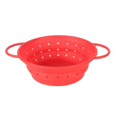 Imagem de DONGKER Coador de escorredor dobrável, cesta de drenagem de silicone dobrável, drenagem rápida com alça de transporte para cozinha, frutas, legumes