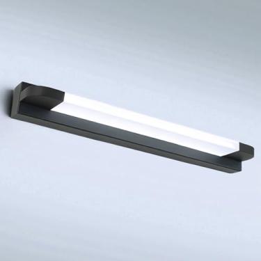 Imagem de Luminária de parede LED para banheiro, preta, com espelho frontal, IP44, para exibição de fotos, luminária de parede para espelho, arandela para hotéis e restaurantes, luminária de leitura m