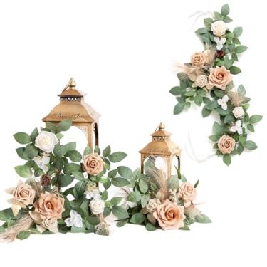 Imagem de Ling's Moment Pacote com 6 cm, guirlanda de flores artificiais, bege, lanterna, centro de mesa, marrom, decoração de corredor de casamento, cadeira, flores nuas, arco, floral, para placas, decoração