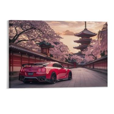 Imagem de HouLaiZhe R35 Carro Esportivo Jdm Flor de Cerejeira Posters Tela Estética Sala Decoração de Parede Impressões Galeria Sala Decoração de Parede para Quarto Sala de Estar Escritório 11 x 17 polegadas