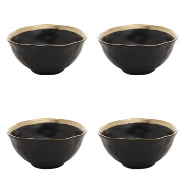 Imagem de Kit 04 Bowls De Porcelana Dubai Preto E Dourado Wolff