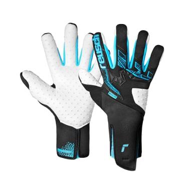 Imagem de Reusch Luvas de goleiro Attrakt Freegel SpeedBump sem alças, preta/botão azul solteiro, tamanho 7