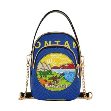 Imagem de ODAWA Bolsa tiracolo feminina com bandeira do estado de Dakota do Sul - Bolsas transversais femininas modernas - Bolsas transversais pequenas para mulheres e viagens, Bandeira do estado de Montana,