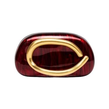 Imagem de Bride Metal Gold Bolsa de mão feminina luxuosa para banquete à noite, bolsa de ombro para casamento, festa, caixa de dia, data, Vermelho, One Size