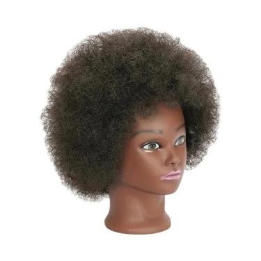 Imagem de Cabeça De Manequim Com Cabelo Cacheado Africano Com Suporte Para Práti