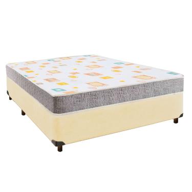 Imagem de Cama + Box Bege e Colchão D20 Casal - D20 Inducol