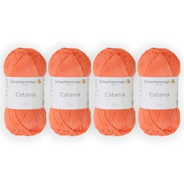 Imagem de 4 novelos/pacote Schachenmayr (SMC) Catania Originals Yarn, cada bola 50 g (125 m), 100% algodão mercerizado para fio de tricô e crochê, peso esportivo, 410 - coral