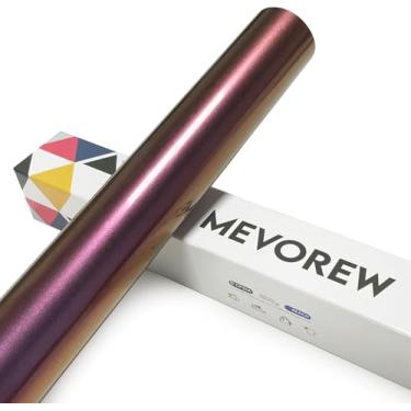 Imagem de MEVOREW Chameleon HTV Vinil de transferência de calor 30,5 cm x 1,8 m de ferro em vinil para camiseta, camaleão gradiente mudança de cor PU HTV rolos para Cricut, Silhouette Cameo (roxo-vermelho, 30,5