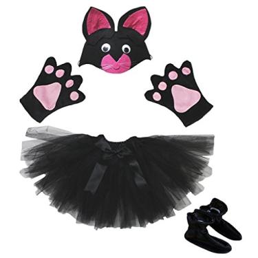 Imagem de Petitebella Chapéu de gato preto luvas saia sapatos para meninas crianças 4 peças acessório fantasia (tamanho único)