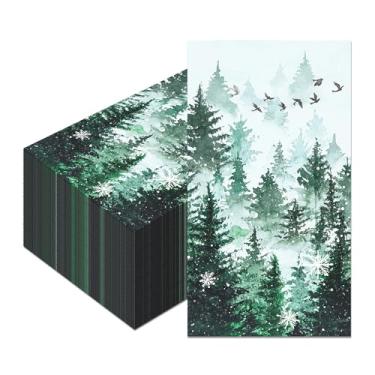 Imagem de 40Pcs Green Misty Forest Paper Napkins Woodland Theme Disposable Luncheon Dinner Napkins Christmas Paper Guest Towels Natural Scenery Papers Napkin Winter Wonderland Bathroom Hand Towel,4.3 x 7.9 Inch