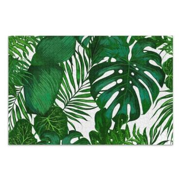 Imagem de Quebra-cabeça de 1000 peças para adultos exuberantes folhas de palmeira verde brinquedo arte família divertido quebra-cabeça presentes para jogo de elefante branco, 75 x 40 centímetros