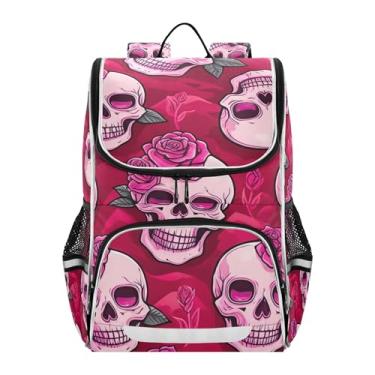 Imagem de Girls' Backpack for Kids Students Large Back to School Bag Personalized Book Bag Daycare Elementary Boys Backpacks Animal Cute Pink Skulls Roses Capacity 18L
