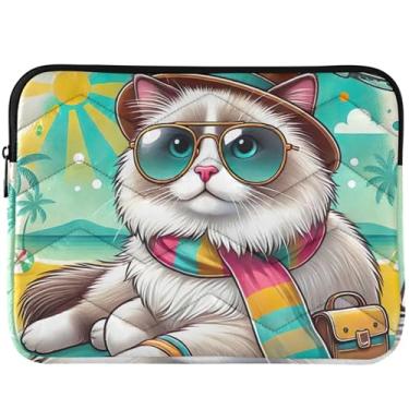 Imagem de Capa para laptop de desenho animado Ragdoll gato fofo, estampa de animal, capa universal para notebook de 13 a 14 polegadas