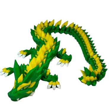 Imagem de 24" Deluxe 3D Printed Crystal Dragon – Flexible Articulating and Large Size at 24 inches (Oregon Green Yellow)