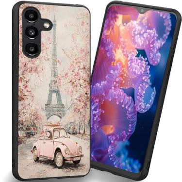 Imagem de RUUHLJLET Projetada para Samsung Galaxy S25 FE de 6,7 polegadas, a capa fosca macia oferece proteção total (Torre Eiffel em flor de cerejeira de Paris)
