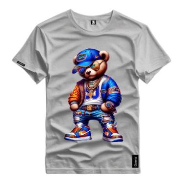 Imagem de Camisa Camiseta Masculina Personagem Urso Style Bone Azul Estampado Bl