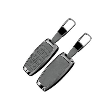 Imagem de Capa de couro para chave de carro, bolsa protetora compatível com hyundai genesis g80 gv70 gv80 gv90 2019 2020 2021 2022, acessórios automotivos(D-grey keychain)