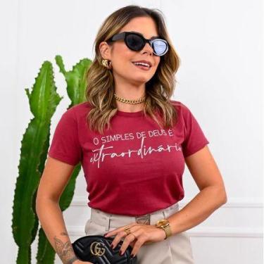 Imagem de T-shirt Feminina Manga Curta Gola Redonda Algodão Roupa Feminina - Din