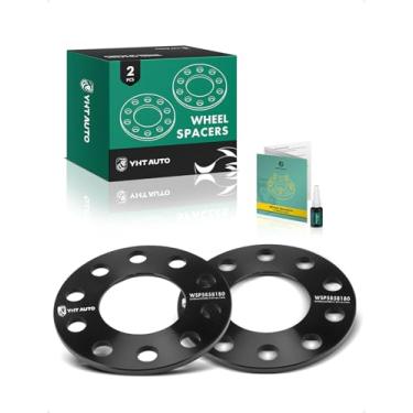 Imagem de YHTAUTO Espaçadores de roda de 5 x 108 mm/5 x 110 mm 6 mm compatíveis com Cadillac Chevrolet Chrysler Dodge Ford Jaguar Jeep Lincoln, 67,1 mm furo central 5 terminais 2 peças espaçadores de pneu preto