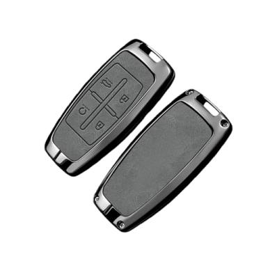 Imagem de Capa de couro para chave de carro, bolsa protetora compatível com hyundai genesis g80 gv70 gv80 gv90 2019 2020 2021 2022, acessórios automotivos(B-grey)