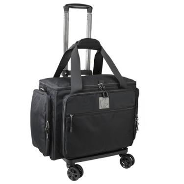 Imagem de BatlFrist Bolsa de professor com rodinhas com cinco rodas giratórias de 360 graus, bolsa de professor com carrinho destacável, usando zipers YKK, serve para laptop de 15,6 polegadas (preto)