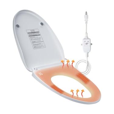 Imagem de Assento sanitário aquecido com visor de temperatura e controles laterais embutidos, vaso sanitário alongado com modo de aquecimento de 3 velocidades com proteção contra vazamento de terra, assento