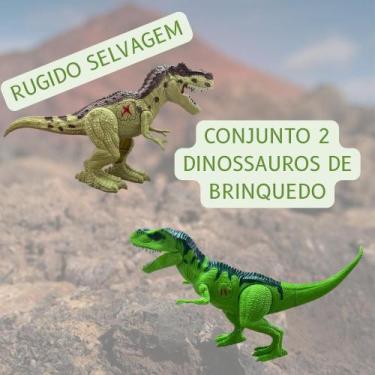 Imagem de Conjunto 2 Dinossauros de Brinquedo Rugido Selvagem Luz Som Infantil C