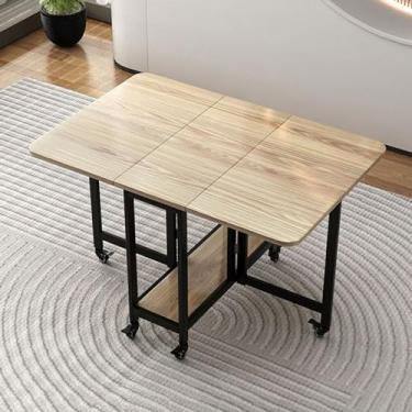 Imagem de ZXLPHA Mesa dobrável para sala de jantar para 6 a 8 pessoas, mesa moderna de transfomer dobrável de folhas de cozinha grande com rack e 6 rodas, para economia de espaço, família de espaço pequeno