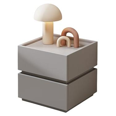 Imagem de Mesa de cabeceira grande estilo nórdico espaço espaçoso mesa de cabeceira de madeira com 2 gavetas prateleira de gaveta para quarto de cabeceira