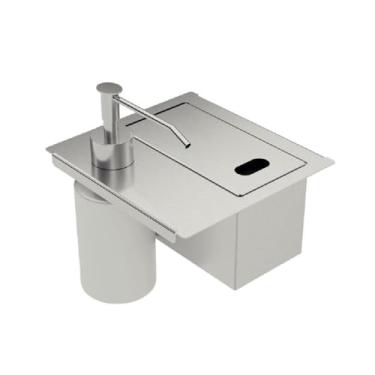 Imagem de Porta Esponja Tramontina Inox de Embutir com Tampa e Dosador de Sabão Líquido