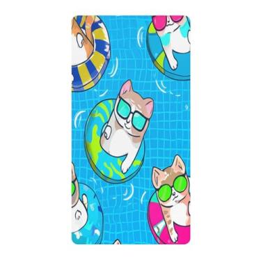 Imagem de Blueangle Lençol de berço padrão para berço infantil - Lençóis de algodão macio e respirável com gatos fofos (486)