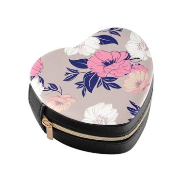 Imagem de Burbuja Caixa de joias vintage em forma de coração, mini estojo de joias de viagem para mulheres e meninas, organizador portátil de armazenamento para brincos, anéis, colares e pulseiras